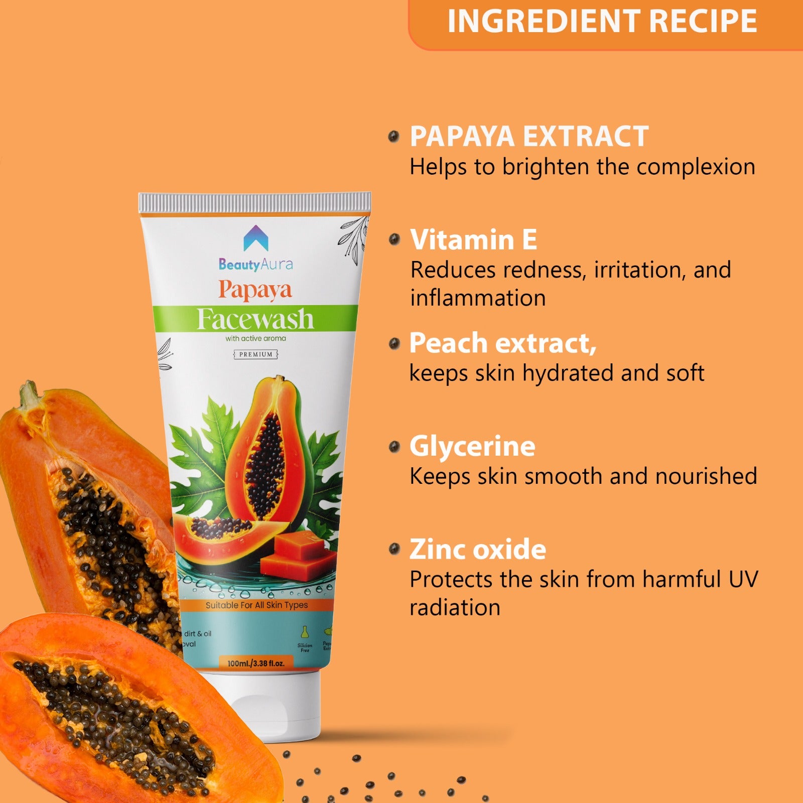 Papaya Extract Face Wash – For Clear, Radiant, Summer-Ready Skin